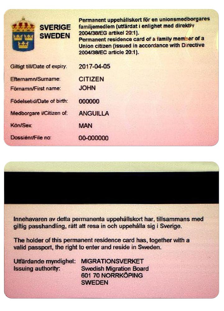 Carte de séjour permanent en SUÈDE